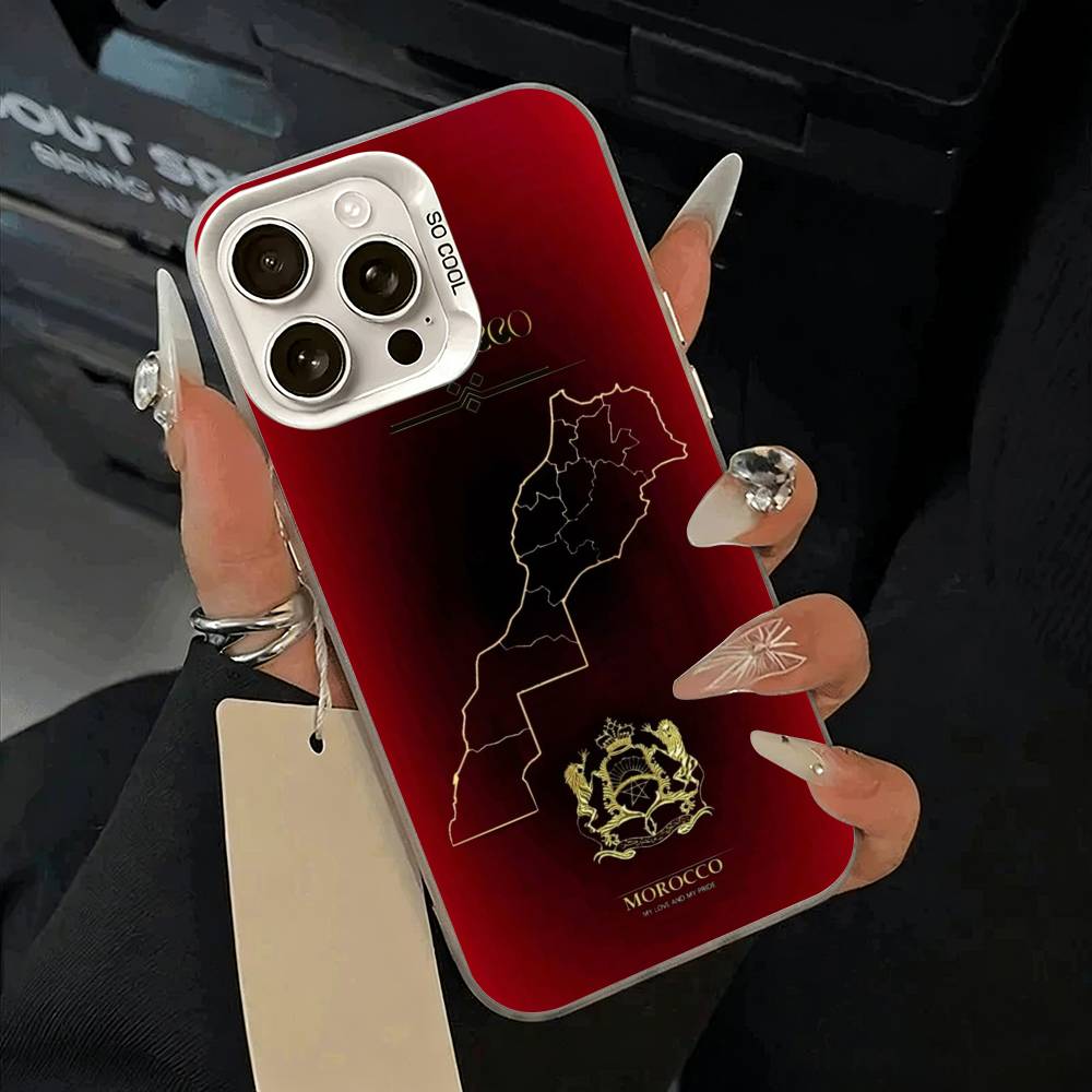 

Morocco Flag Phone Case For iPhone 17,16,15,14,13,12,11 Plus,Pro Max,XS,white silver phone case iPhone14