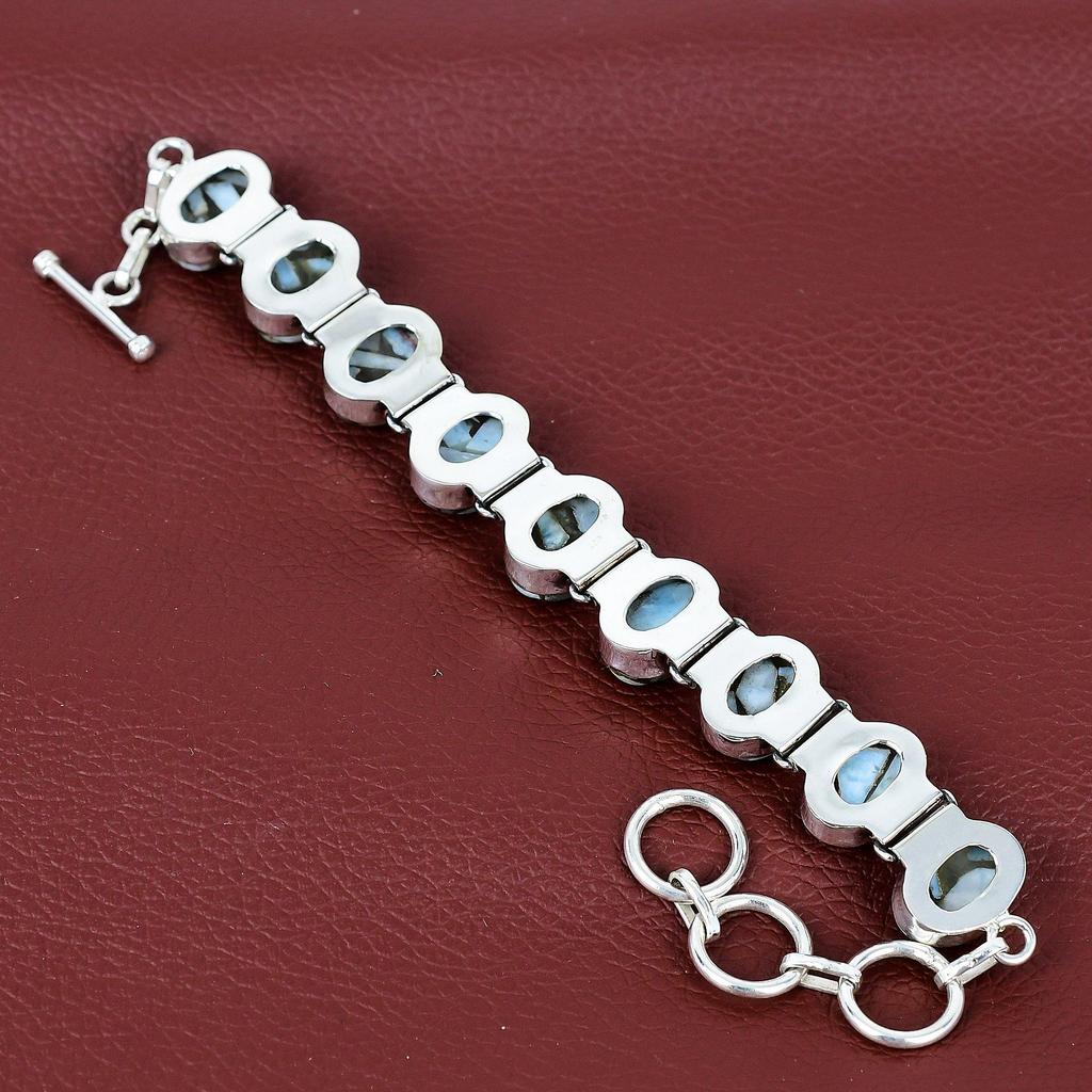 Copper larimar bracelet 925 sterling silver bracelet adjustable chain bracelet top quality gemstone jewelry handmade bracelet gifts for mom