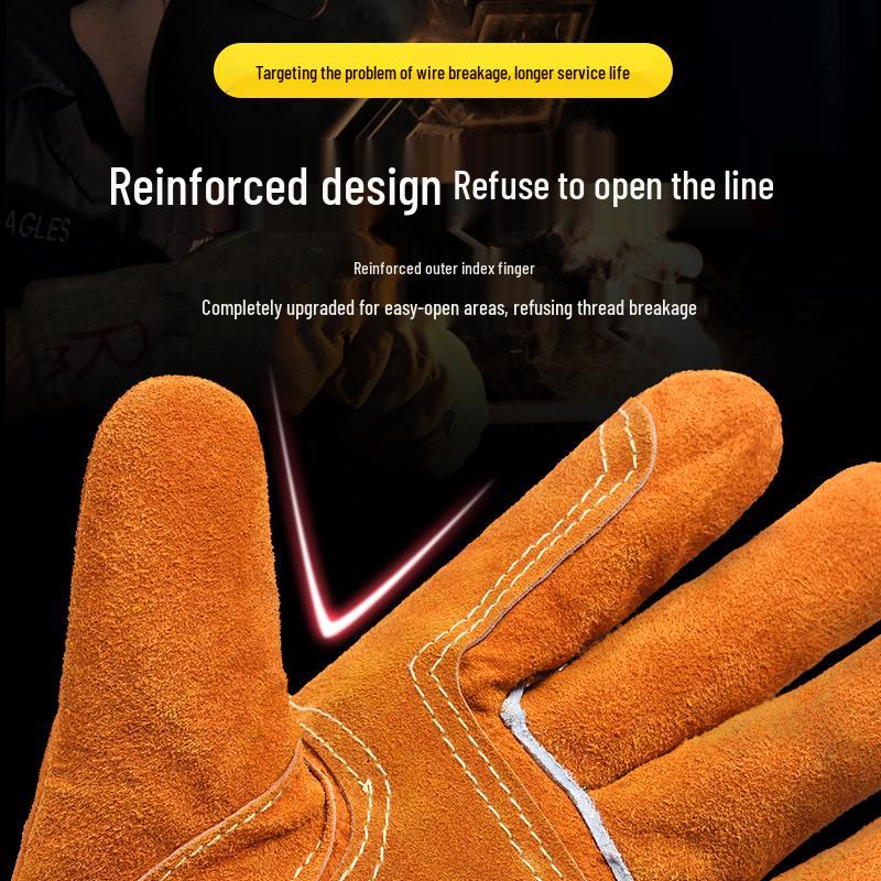 Seamless Anti-Scald Welding Gloves - High-Temperature Resistant, Thickened Cowhide, Soft, Wear-Resistant Protection