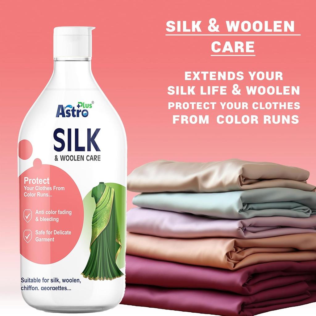 Astro Plus+ Silk & Woolen Care Washing Liquid 500ml 1 Pack pH Neutral Gentle Detergent For Silk Sarees Woolen And Delicate