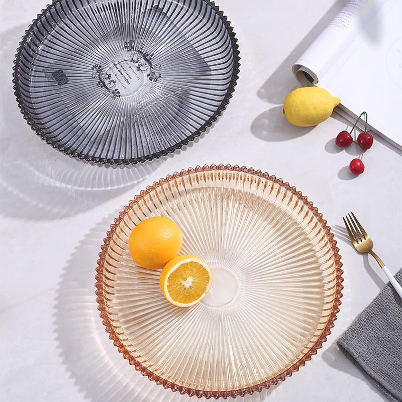 Large Crystal Glass Fruit Bowl Living Room Coffee Table Modern European Style Snack Tray In Amber Grey Clear