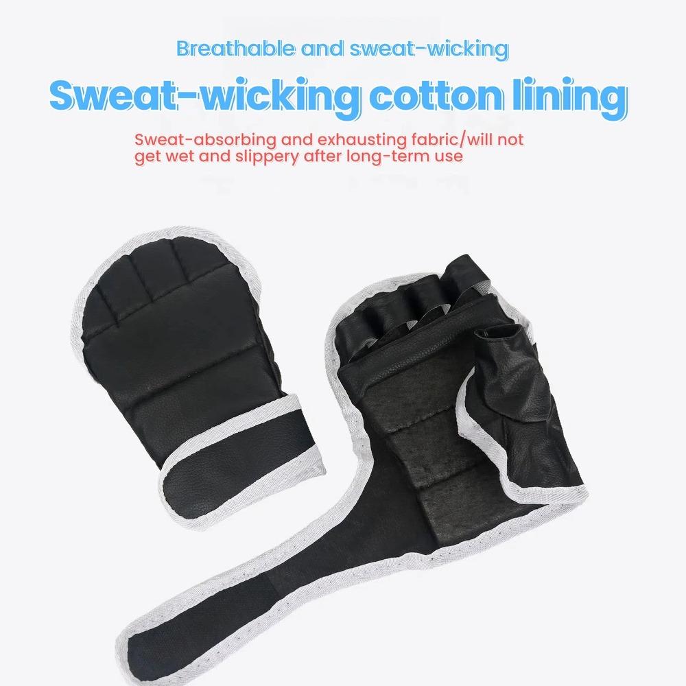 1 Pair of Black Half Finger Boxing Gloves PU Leather Karate Muay Thai Training and Exercise Gloves Children's Boxing Gloves