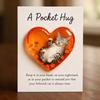 Cat Memorial Pocket Hug with Inspirational Card Emotional Support Heart-Shaped Sleeping Cat Charm Keepsake Figurine Decoration Cat Owners Lovers Gift