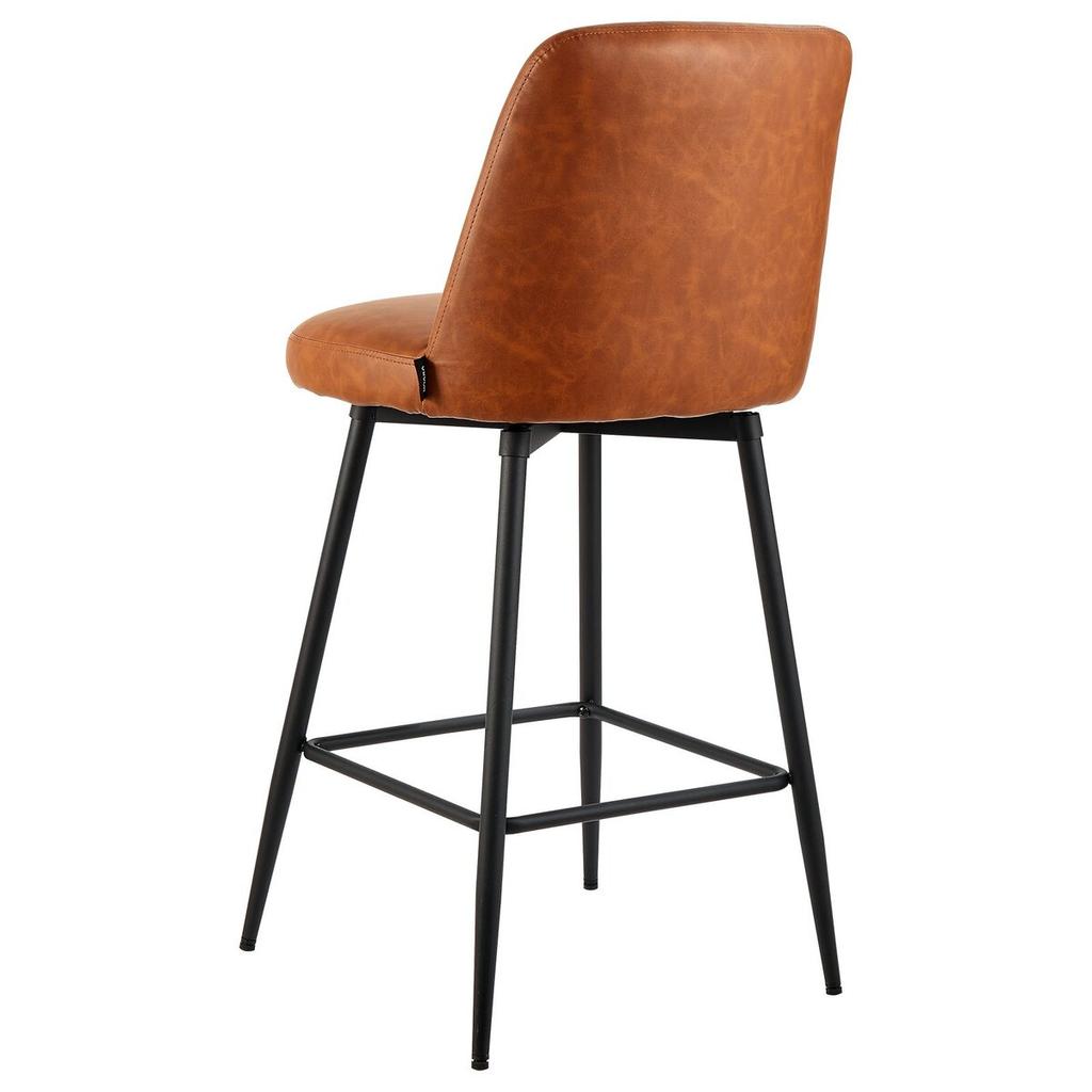 Bar Stool Set of 2, 69cm Counter Height Swivel Stools, Modern PU Leather Counter Barstool with Backrest and Metal Legs, Armless Bar Chair, Island