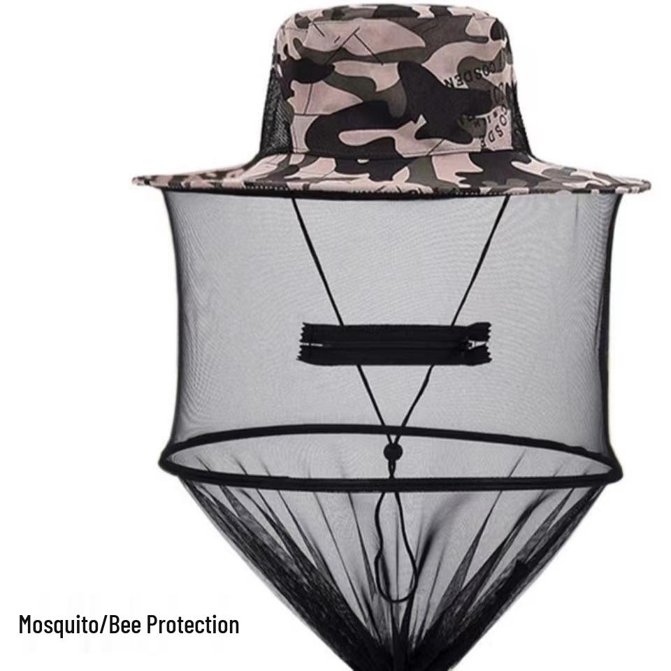 

Відкритий капелюх від сонця: Сонцезахисний крем, Захист від комарів та комах, Захист від бджіл, Ідеально для риболовлі та нічних заходів