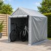 Grey Waterproof UV‑Resistant Portable Storage Shed, Galvanized Steel Frame Roll‑Up Zipper Garden Tent for Bikes Firewood Tools