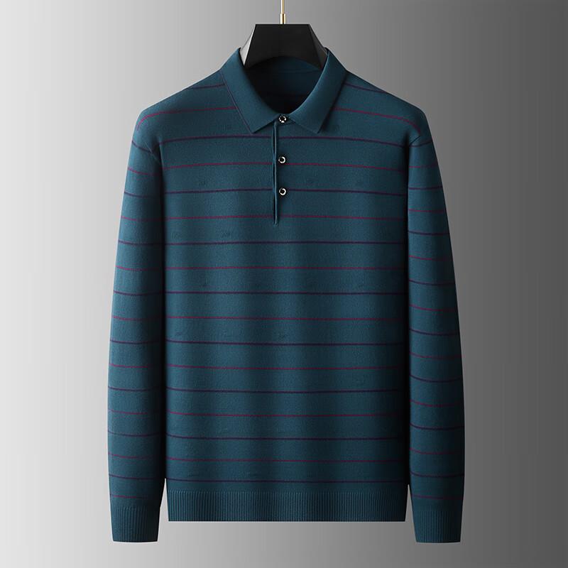 Мужская полосатая вязаная рубашка с длинным рукавом Dibinze 125/4XL