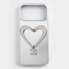 Heart-Shaped Leather Phone Case with Metal Bracket for iPhone 16 Pro Max - Tags That Make You Happy