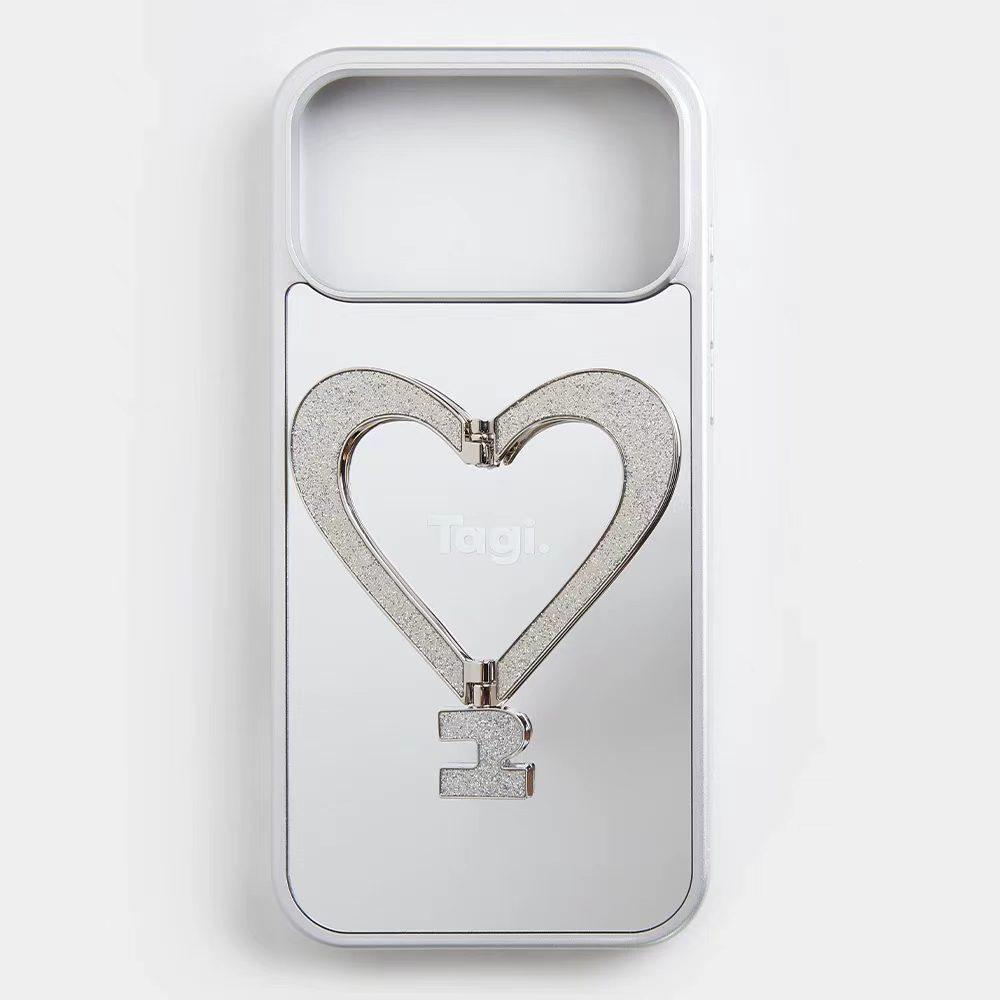 

Heart-Shaped Leather Phone Case with Metal Bracket for iPhone 16 Pro Max - Tags That Make You Happy iPhone 16 Pro Max