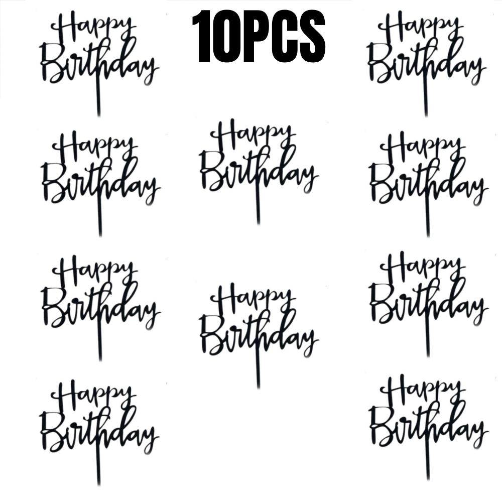 

10/20 шт., золотые, черные, с днем рождения, торт, топпер, сделай сам, акриловая буква, простой дизайн, детский день рождения, вечеринка, десерт, украшения, принадлежности