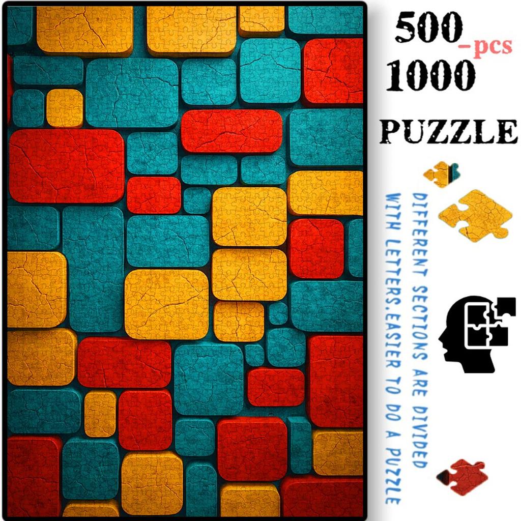 500pcs-1000pcs, Handmade Puzzle, Paper Puzzle, DIY Puzzle, White Card Material, Multicolor Cracked Brick Wall White Card Material, Suitable for Room D