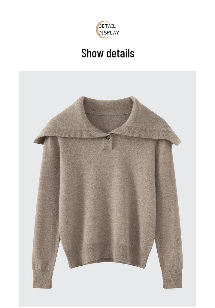 2026 Autumn/Winter Pure Wool Sailor Collar Loose Knit Sweater