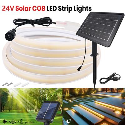 24V Solar LED Neon Light Strip 8 Modes 320LEDs/m Waterproof Flexible Lamp IP68 Party Garden Outdoor Decoration 0.5m 1m 2m 3m 5m