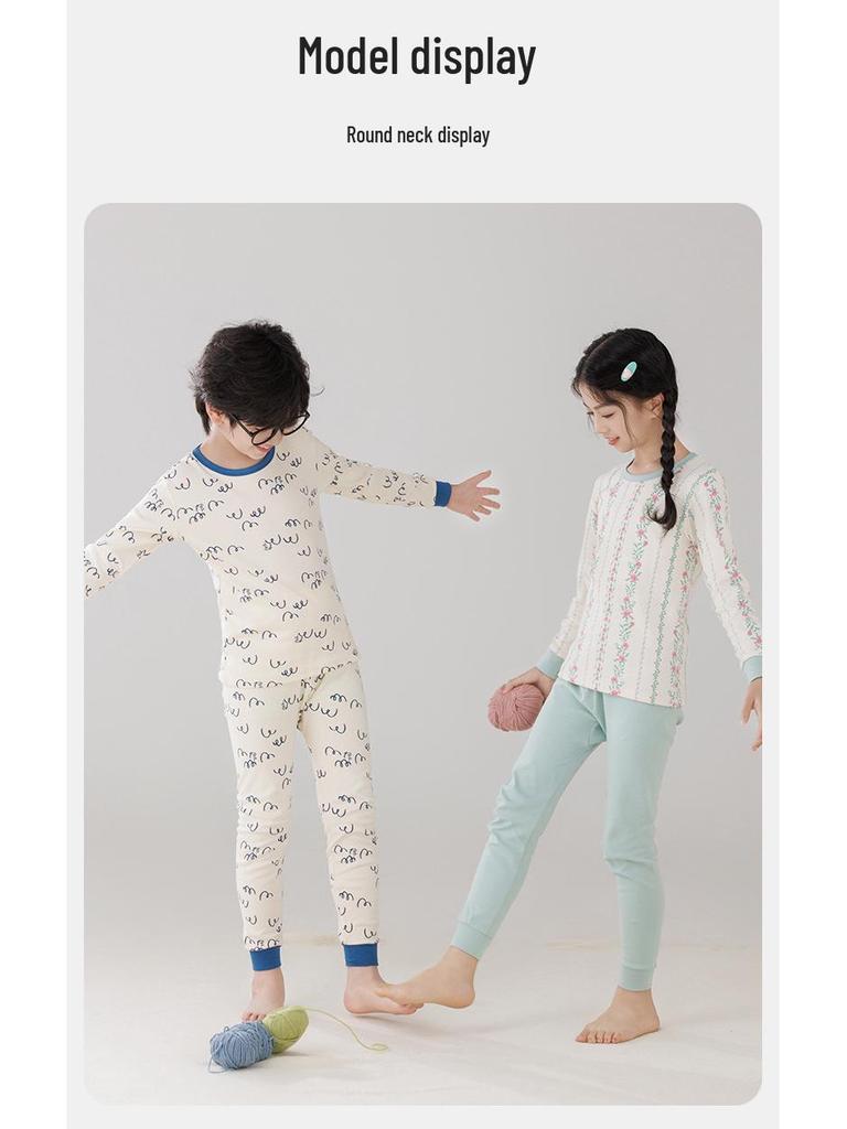 Warme Baumwollpyjamas für Kinder: Mid-Neck Shirts & Hosen für Jungen & Mädchen
