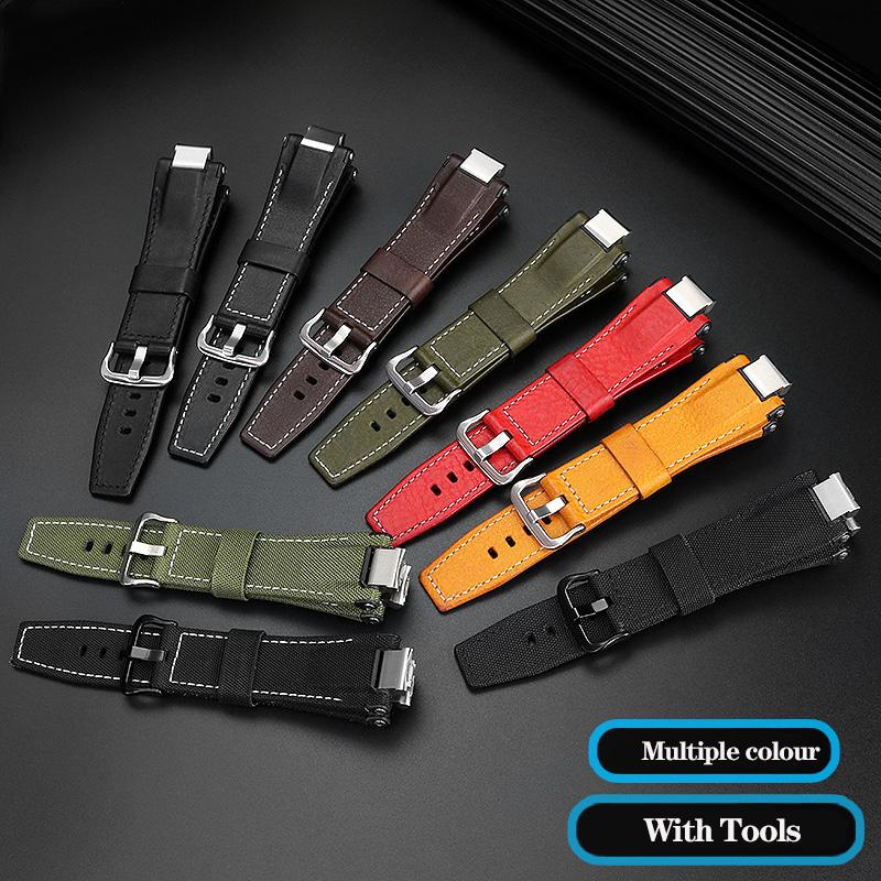 Nowy Pasek do Zegarka ze Skóry Naturalnej Casio Stalowe Serce Zegarek Seria GST-B400 GST-B400BD Zmieniony Pasek Nylonowa Bransoleta Sportowa Męski