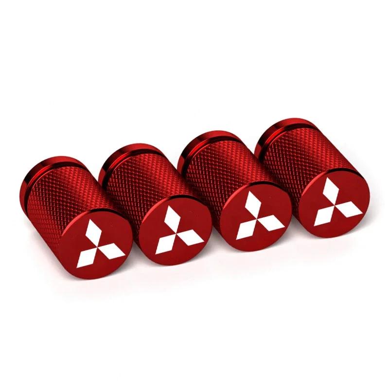 

4PCS Laser Logo Alloy Car Wheel Stem Valve Caps For Mitsubishi Ralliart ASX Galant Mirage L200 Xpander Pajero Tire Decoration червоний