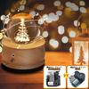 Authentic Music Box Crystal Birthday Gift for Christmas Tree Snow LED Ambient Projection Auto Relaxing Wedding Anniversary Day Kids USB Japanese