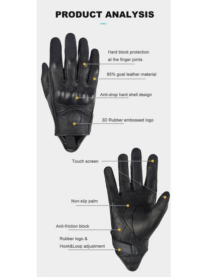 SUOMY Leather Motorcycle Riding Gloves - Touchscreen, Wear-Resistant for Men & Women