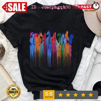 Paard Aquarel Shirt, Kleurrijk Paard Shirt, Paardenliefhebber Shirt, Paardrijden Sh