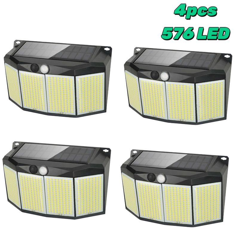 576 LED Solar Power Light Motion Sensor Outdoor Waterproof 3 Mode Security Spotlight for Outside Pathway Yard Garden Garage Lamp