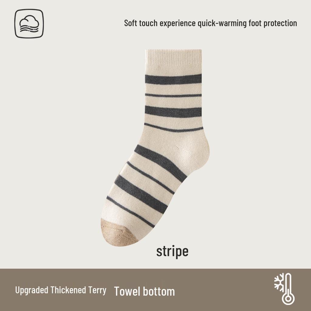 Women's Extra Thick Cat Mid-Tube Terry Socks for Autumn and Winter Warmth