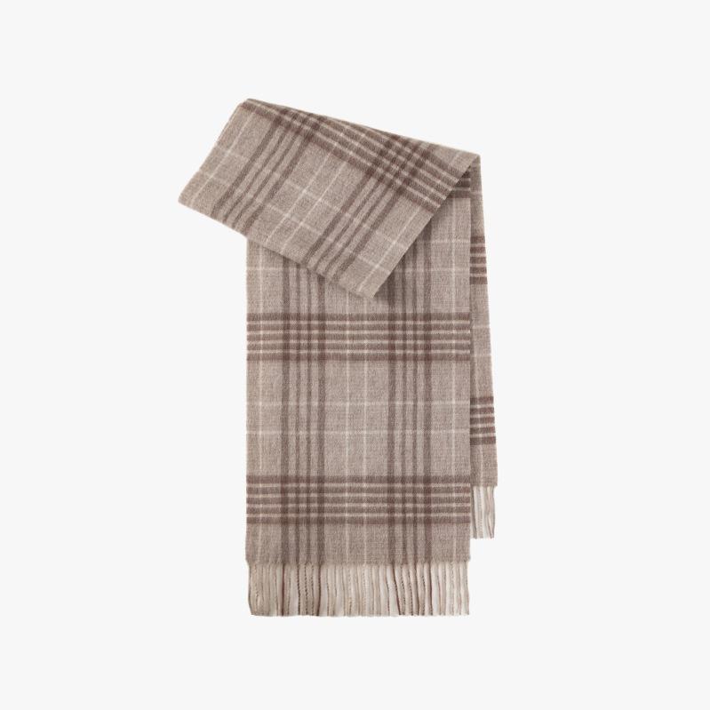 Bufanda de lana 100 % de estilo británico para mujer, otoño e invierno, con tacto de alta gama, versátil chal grueso con borlas a cuadros para hombre.