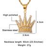 Full AAA Iced Out Bling Cubic Zircon Crown  Cubic Zircon Stainless Steel Necklaces & Pendants for Men Jewelry