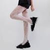 Romantic Flower Lace Pattern Mesh Pantyhose Women French Style Elegant Sheer Stockings Trendy Daily Wear Jacquard Fishnet Tights