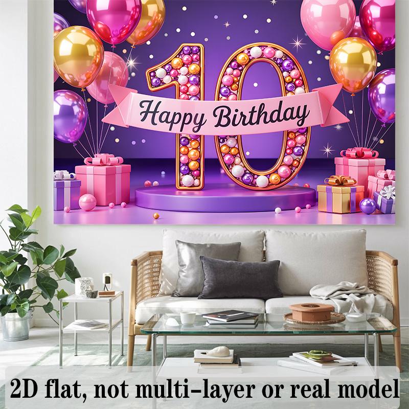 Party Backdrop 10Th Birthday Flat Designed Serves Photos Well Photo Background Decor Birthday Party Decor