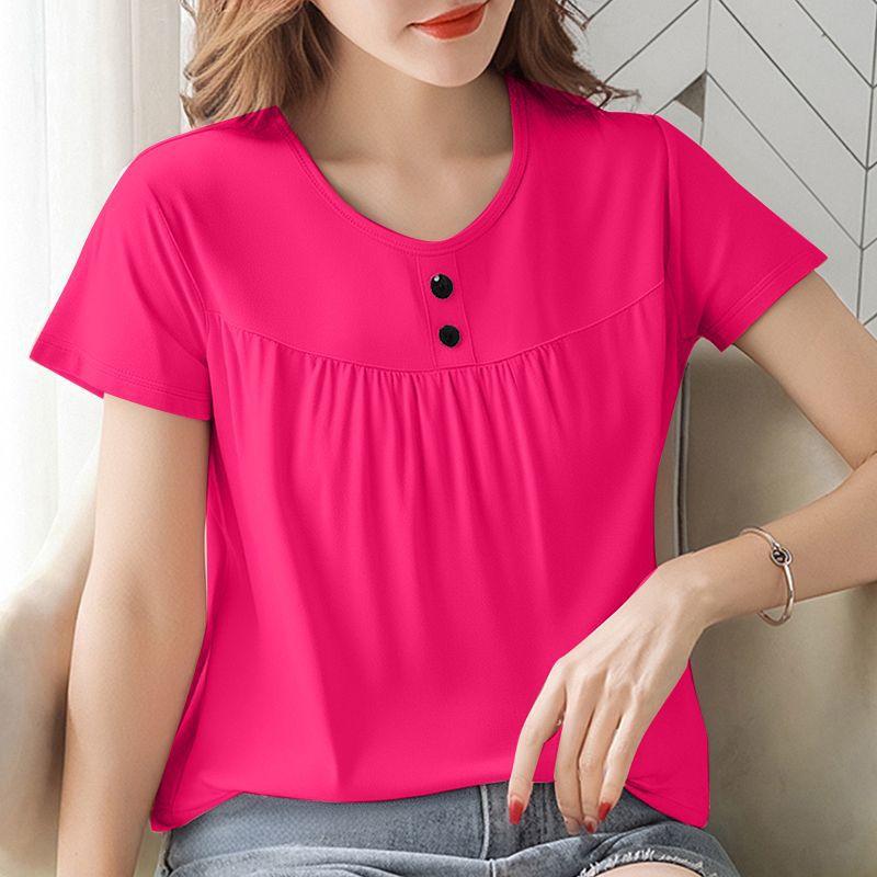 

Корейская версия темпераментного топа с коротким рукавом, летняя новинка, универсальный зарубежный стиль, одежда больших размеров для женщин, струящийся 5XL