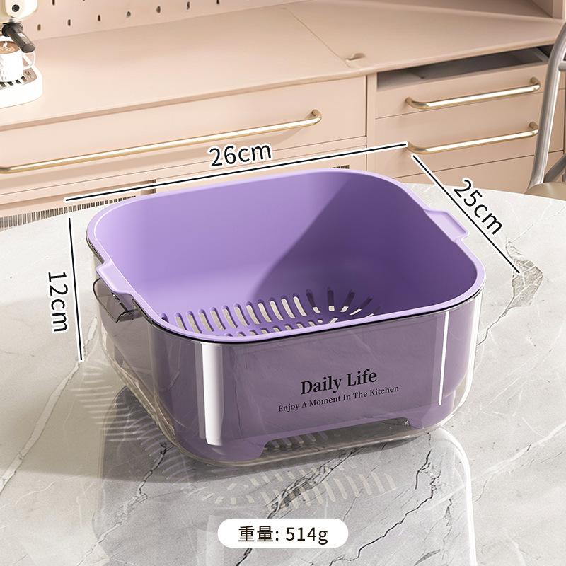 Kitchen Double-layer Drain Basket, Vegetable Washing Basin, Drain Basket, Large Capacity for Kitchen Use