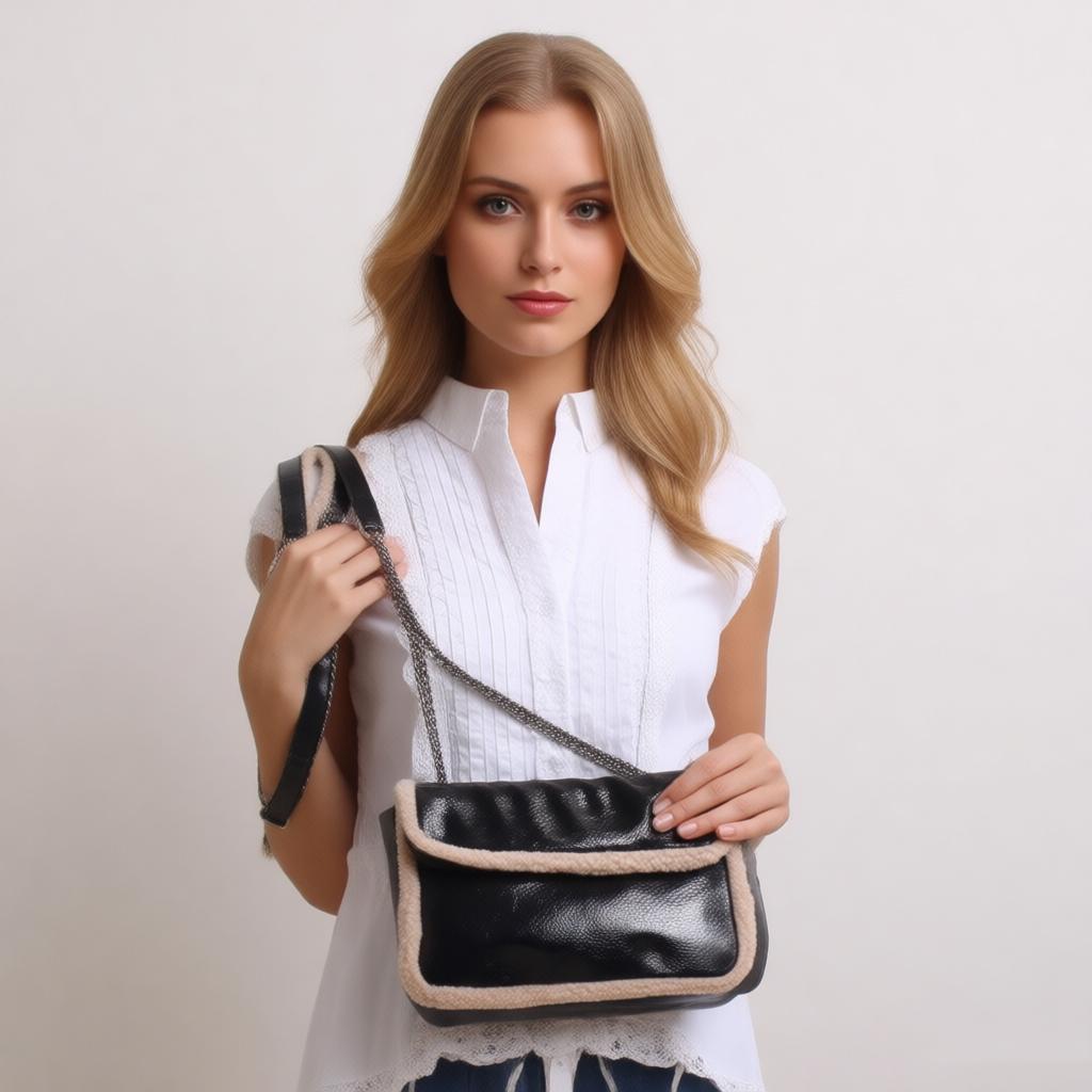 Women's Shoulder Bag Autumn Winter Fashion Lamb Wool PU Splicing Crossbody Bags Large Capacity Oil Wax Leather Chain Handbags