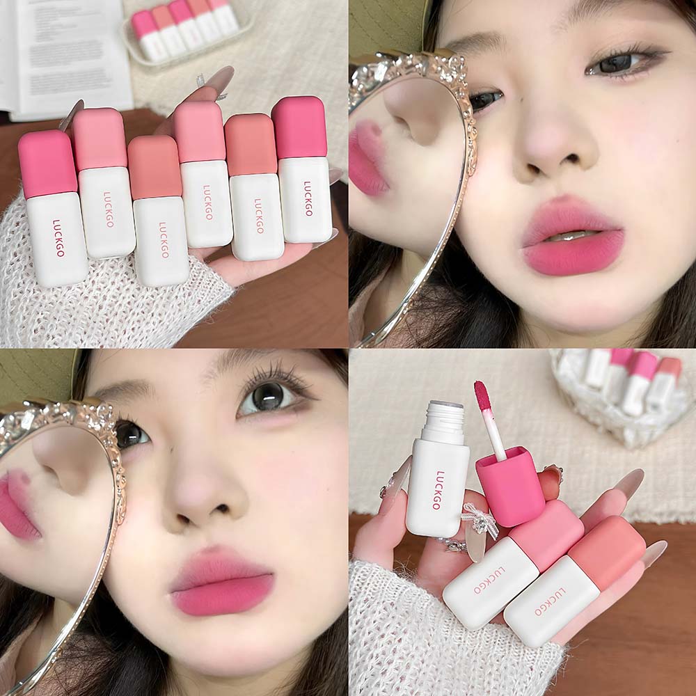 Matte Velvet Liquid Lipstick Natural Long-Lasting Low Saturation Rose Pink Lip Mud Portable Finish Smooth Peach Lip Gloss Makeup