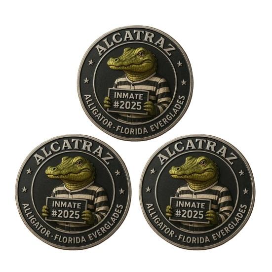 Krokodýl Vězeň Mugshot Mince Florida Everglades Vězeňské Memorabilia Mince Vtipná Historie Zločinu Výzvová Mince Sběratelský Dárek pro Muže Sběratele Mincí