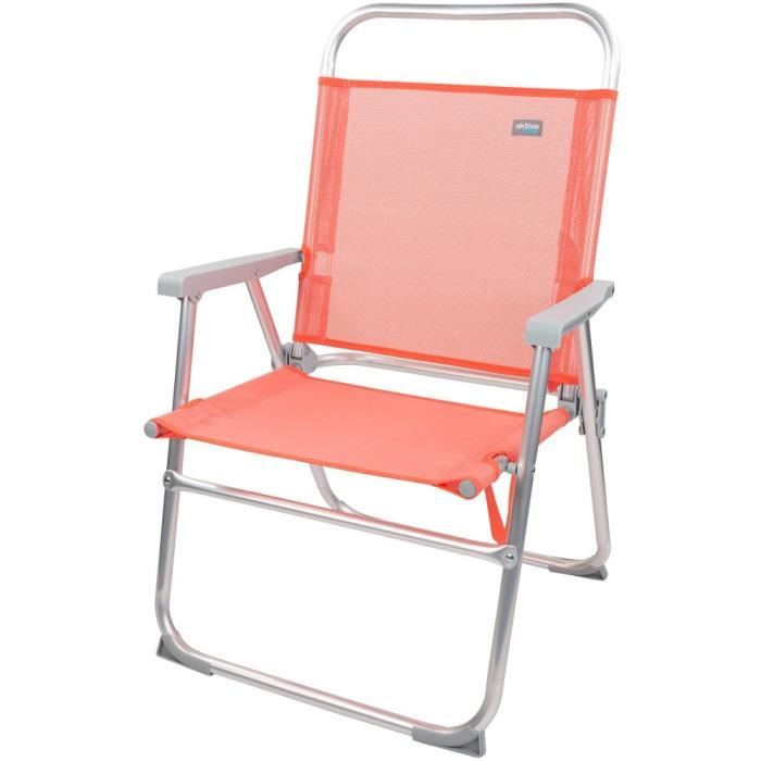 Chaise pliante - Aktive - Beach - Aluminium - Corail - 1 place