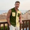 Men's Workwear Lapel Button-Down Vest Shirt - Lightweight Sleeveless Top