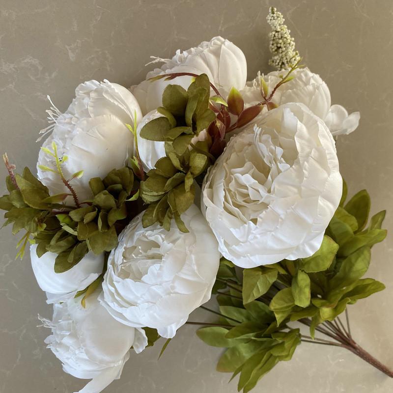 Mimaya 13head Peony Faux Flower Bouquet Wedding Decor For Home And Photography