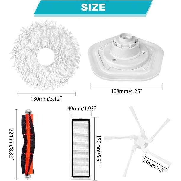 

Комплект аксессуаров для замены: основная щетка, боковые щетки, HEPA-фильтры, насадки для швабры. Совместим с роботом-пылесосом Dreame Bot W10/W10 Pro