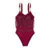Women Sexy Monokini Sling Sleeveless Tassel Decor Swimsuit Mesh Splicing Backless Design One-piece Bikini