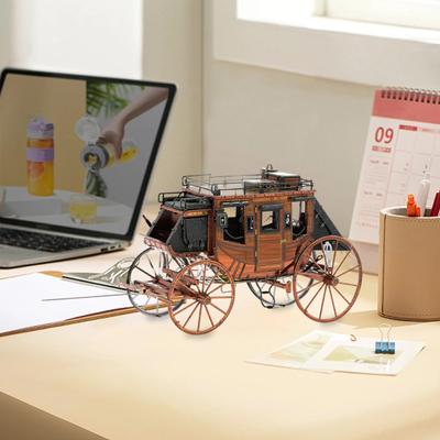 Simulação Carruagem Modelo Nostálgico Estilo Retro DIY Montagem Carruagem de Cowboy do Oeste Selvagem Realista
