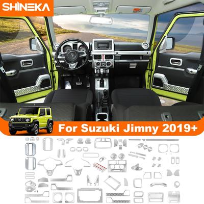 SHINEKA Car Silver Chrome Interior Decoration Cover Trim Stickers Accessories For Suzuki Jimny 2022 2023