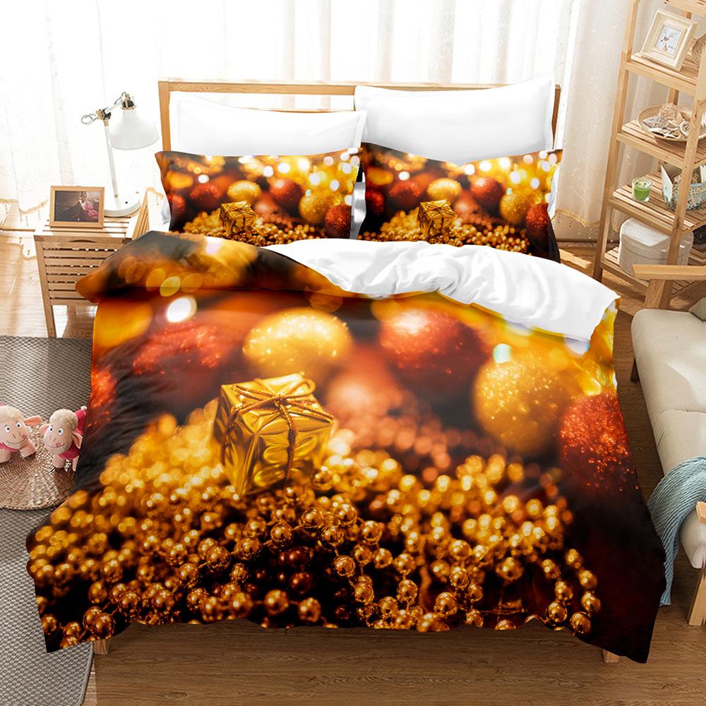Parure de lit 3D en microfibre, ensemble de literie de noël, bonne année, housse de couette, 2/3 pièces, fermeture éclair douce, AU180 x 210, décoration de chambre à coucher pleine grandeur
