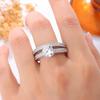 Central Round Cubic Zirconia Double Row Ring-wedding Proposal Bridal Ring