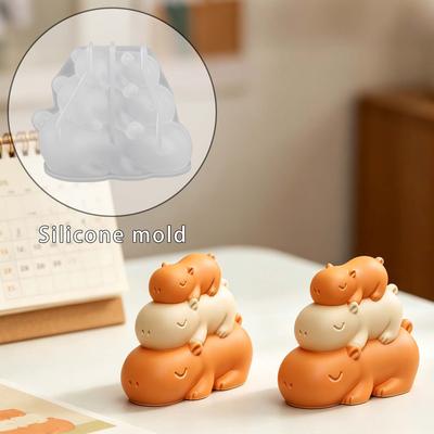 3D Stacked Capybara Shaped Silicone Mold Diy Candle Handmade Soap Aromatherapy Ornament Wax Clay Gift Resin Mold Cake Decor
