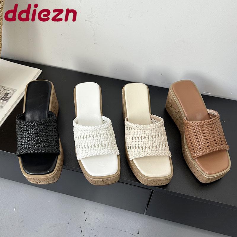 Fashion Fashion Platform Women Wedges Slippers Slides Sandals Shoes Female Thick Soled Footwear Ladies Wedges Slippers Shoes Big Size 43