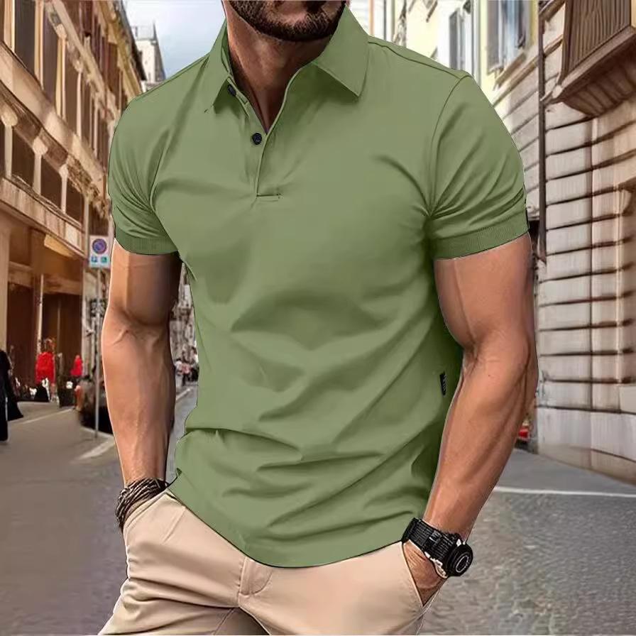 Men's Summer Solid Color Top Popular Fashion Short Sleeves Slim Fit European and American Short Sleeves