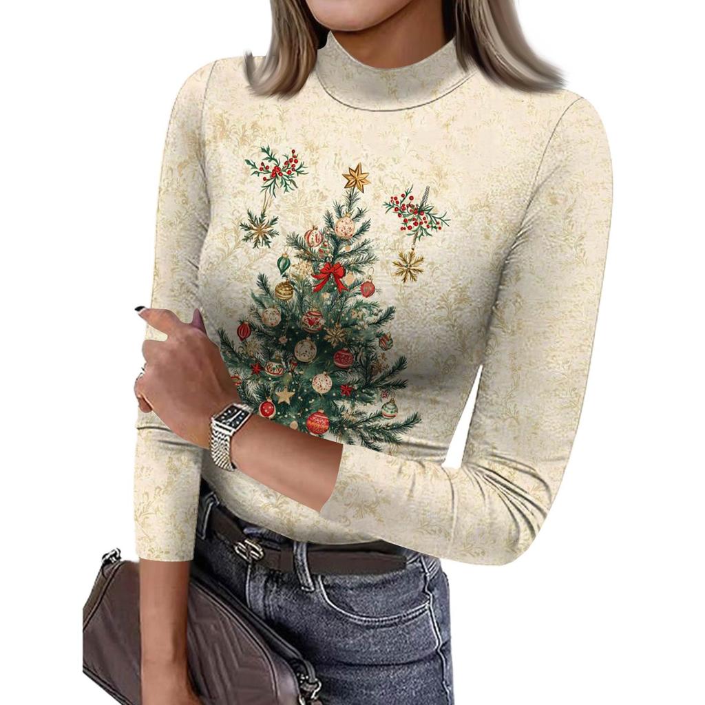 Damen Slim Bottom T-Shirt Mode Lässig Farbverlauf Druck Rundhals Pullover 3/4 Ärmel Top