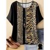 Fashion Women's Crew Neck T-shirt 3D Color Printing Crew Neck Short Sleeve Simple and Versatile