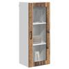 Wall Mounted Glass Cabinet LUCCA Vintage Wood Look 40 x 31 x 100 cm Engineered Wood