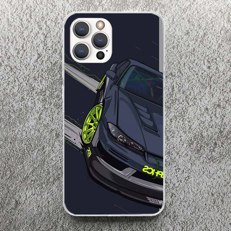 JDM Tokyo Drift Sports Car Male Men Phone Case For iPhone 17 16 15 14 13 12 11 Pro Max Mini Plus Air 7 SE 8 Soft Silicone Print